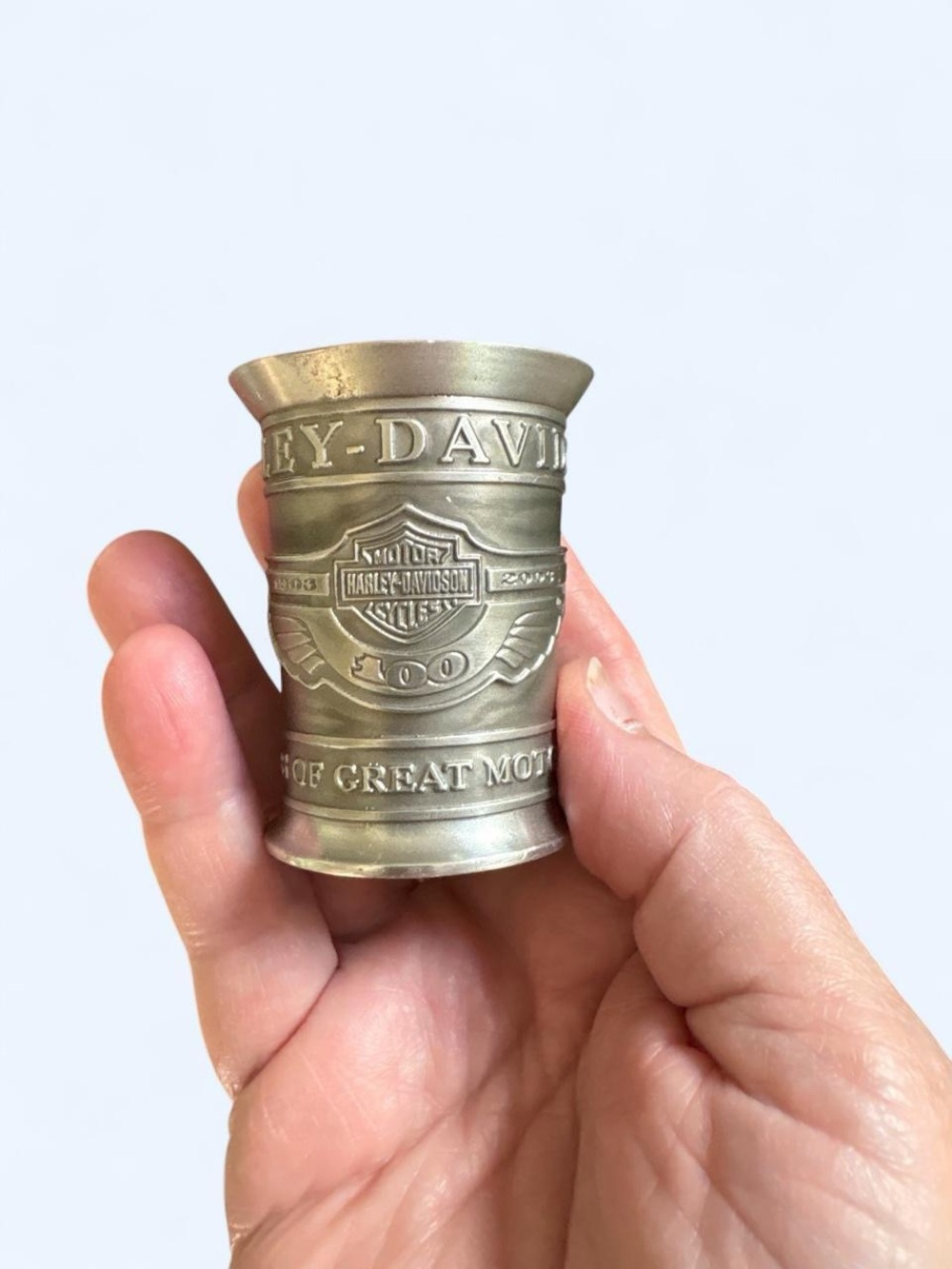 Harley-Davidson 100th Anniversary Pewter shot glass Cup #3857/5000 made